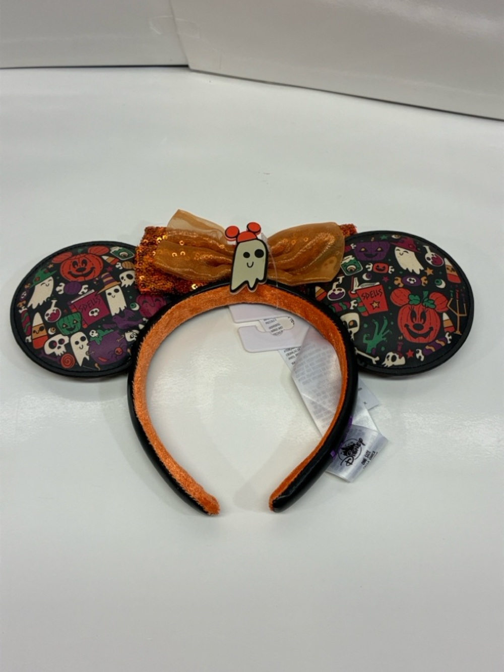 Disney Halloween Ghost & Pumpkin Minnie Ears Headband - Orange & Black